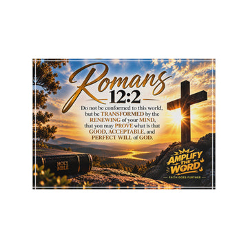 Romans 12:2 Scripture Photo Block – Inspirational Christian Cross Décor