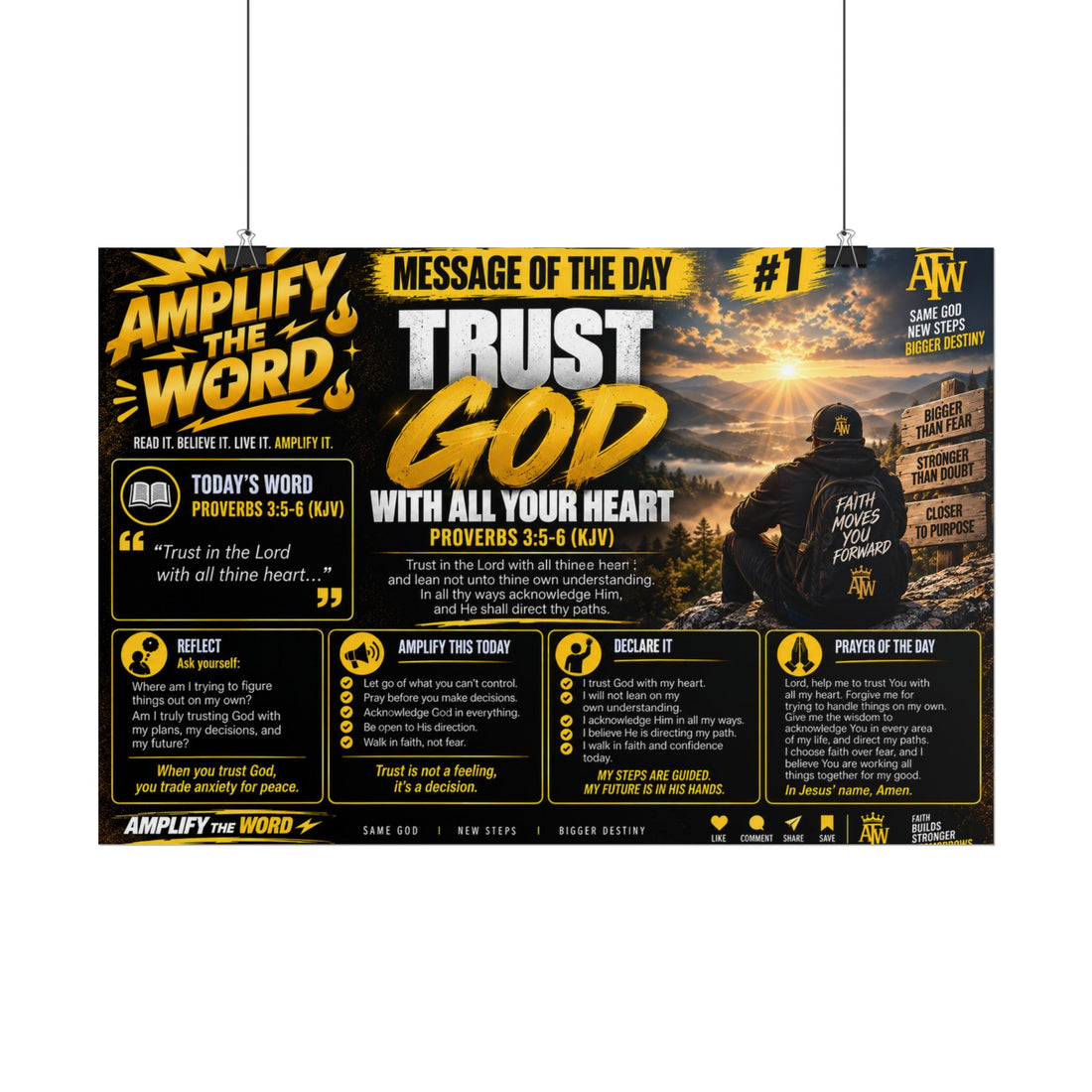 Trust God Poster — 'Trust God with All Your Heart' Christian Wall Art (Rolled Poster)
