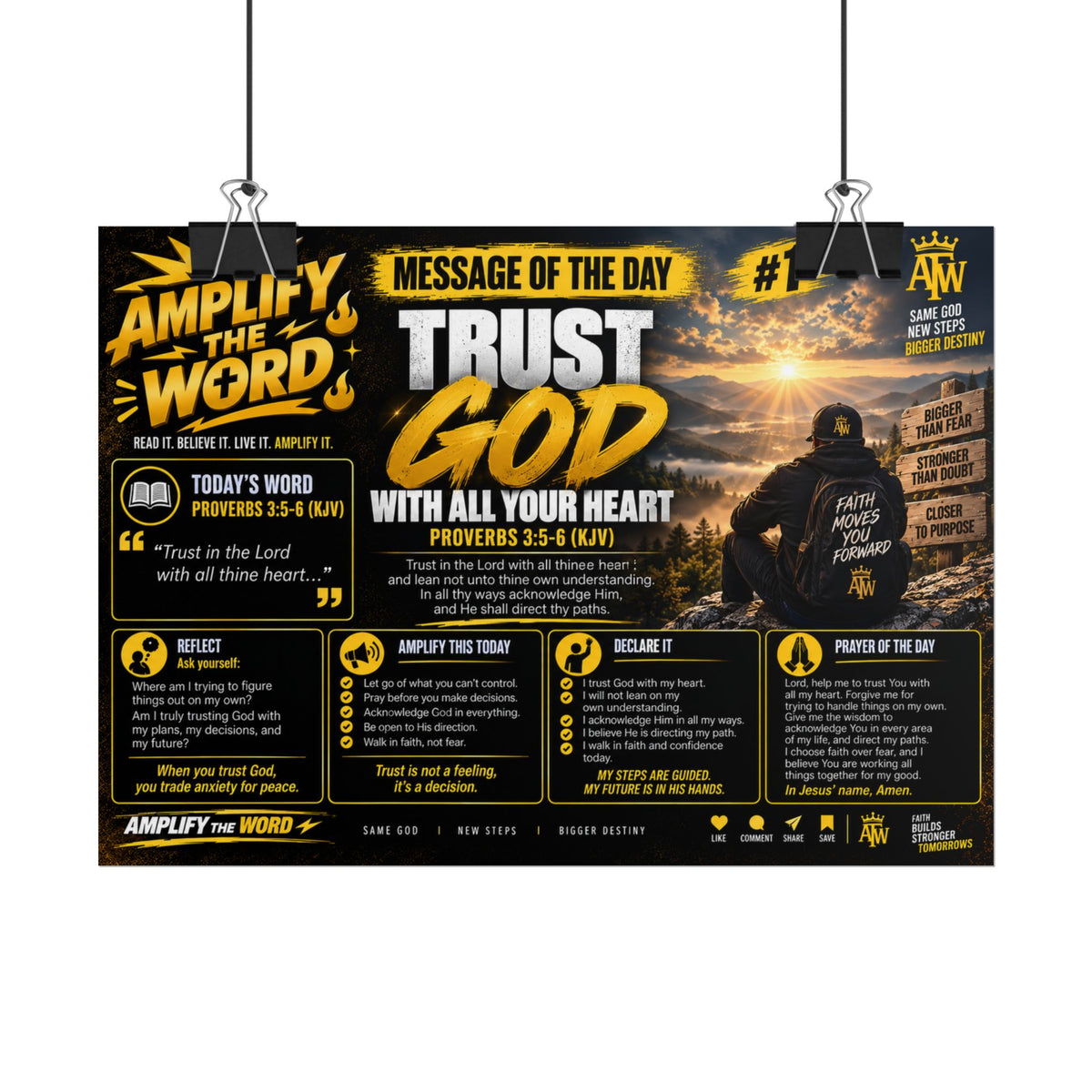 Trust God Poster — 'Trust God with All Your Heart' Christian Wall Art (Rolled Poster)