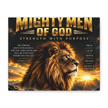 Mighty Men of God Canvas Wall Art — 'Strength With Purpose' Christian Lion Print