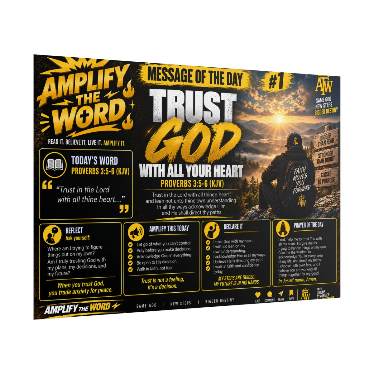 Trust God Poster — 'Trust God with All Your Heart' Christian Wall Art (Rolled Poster)