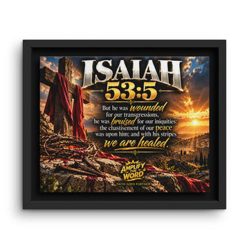 Isaiah 53:5 Christian Scripture Framed Canvas Wall Art
