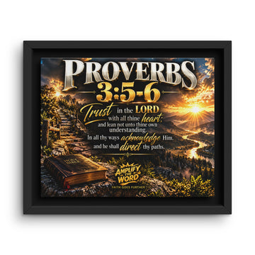 Framed Canvas Wall Art – Proverbs 3:5-6 Trust in the Lord Christian Scripture Decor