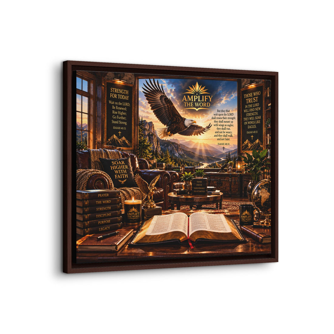 Amplify the Word Eagle and Open Bible Framed Canvas