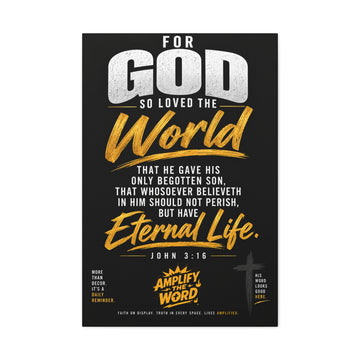 John 3:16 Christian Canvas Wall Art – For God So Loved the World