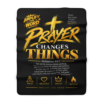 Prayer Changes Things Sherpa Fleece Blanket – Christian Faith Gift with Philippians 4:6‑7