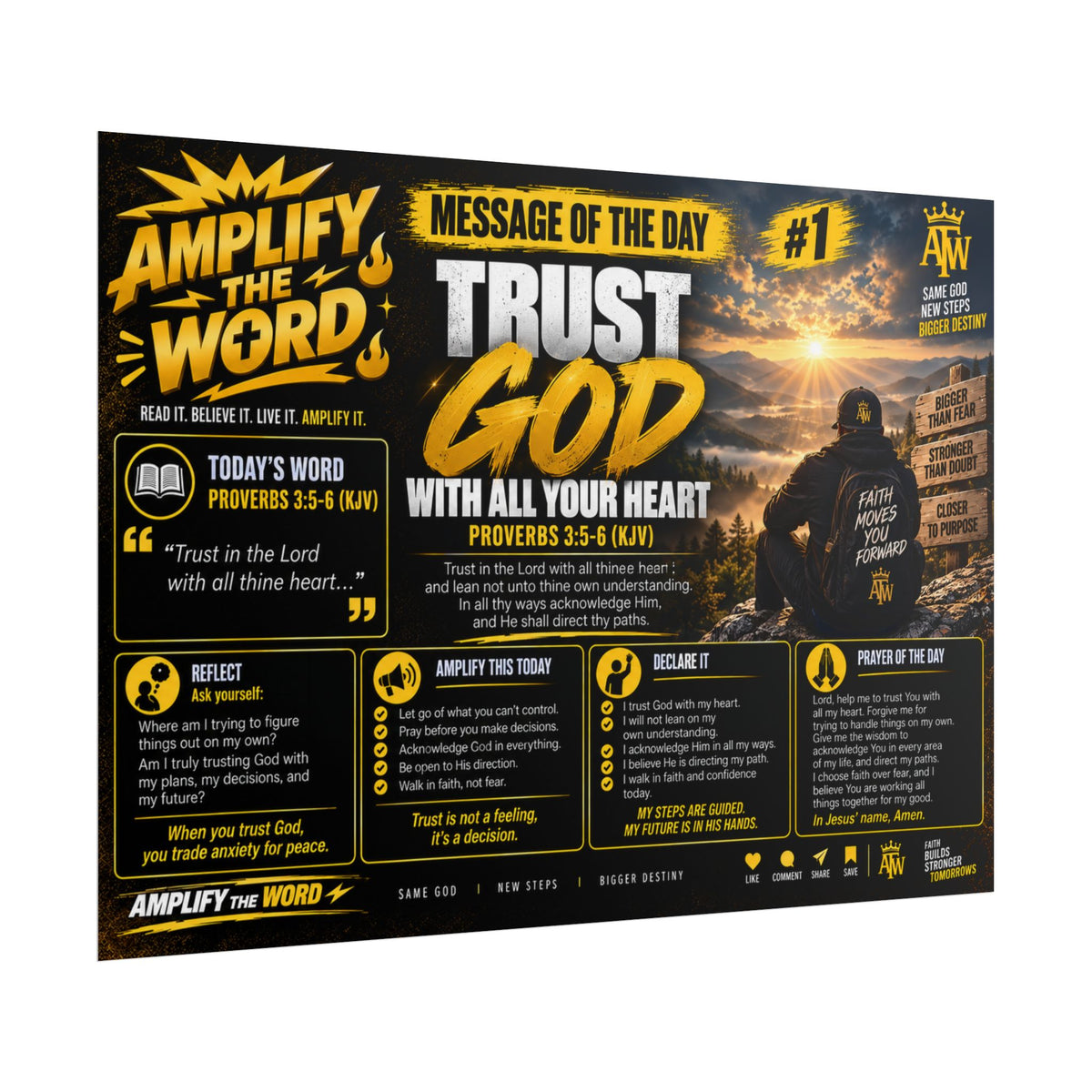 Trust God Poster — 'Trust God with All Your Heart' Christian Wall Art (Rolled Poster)